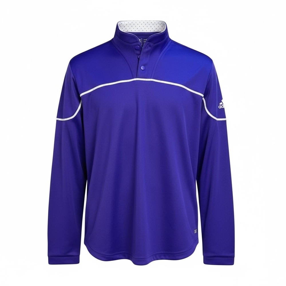 Adidas Women's Stadium‎ 1/4 Zip Snap Logo Long Sleeve Top Purple Medium Gym NEW